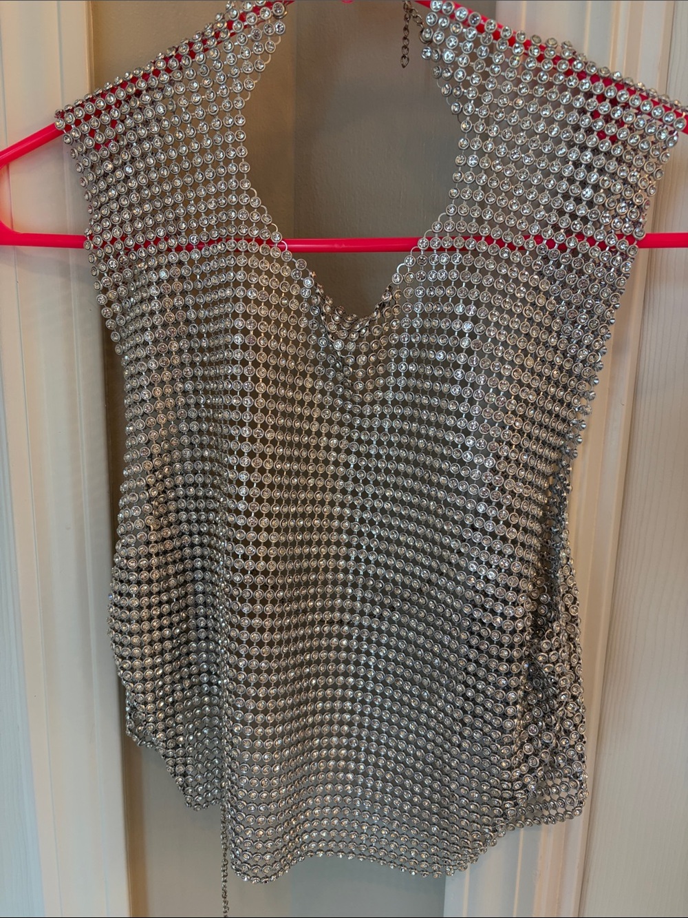 12th Tribe Metallic Silver Mesh Crop Top - Picture 6 of 12